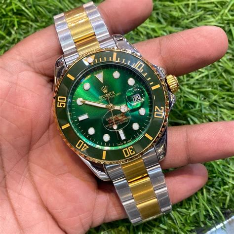 rolex gren bezel submariner|rolex submariner two tone green.